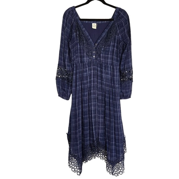 Anthro Akemi + Kin Codie Plaid Handkerchief Dress Size 6 Cottage Academia‎ Fall - Picture 1 of 13